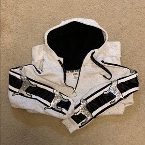 Bling Sherpa lined hood tunic sweatshirt PINK